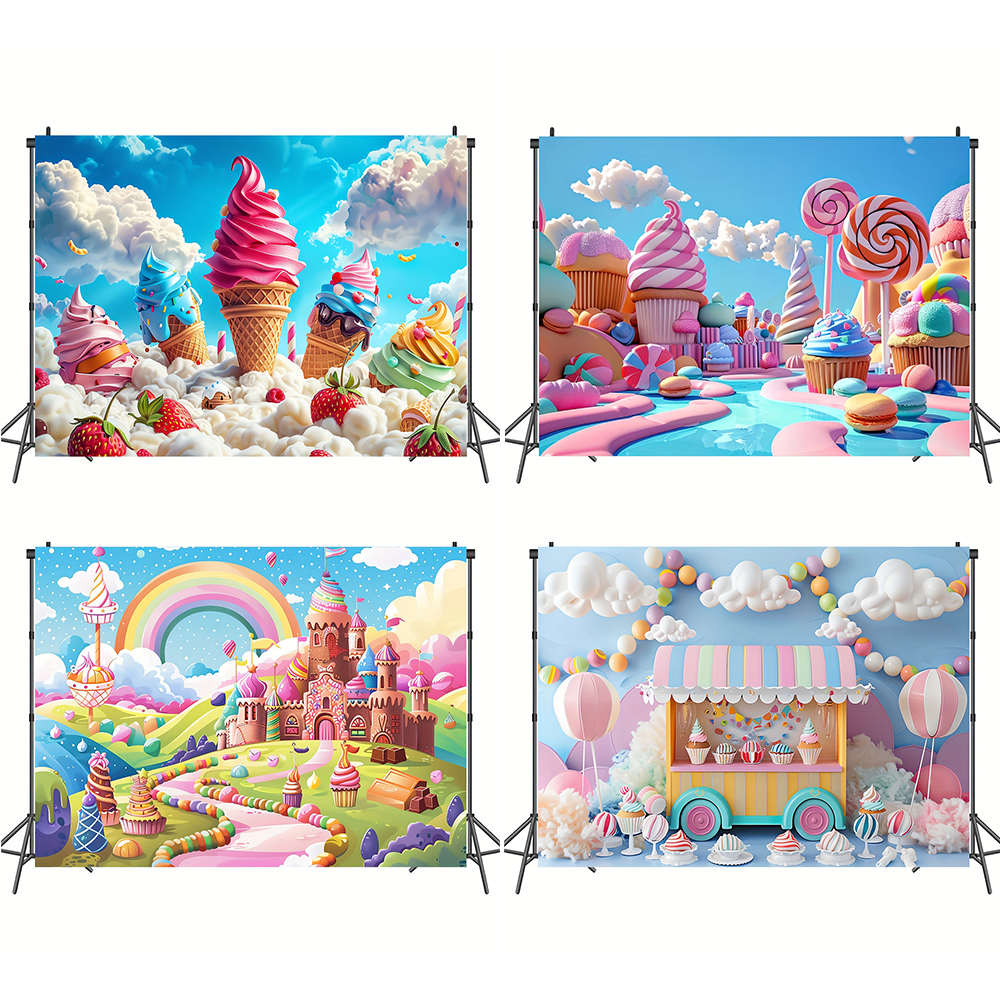 Desk Setup Plants - Sweet Ice Cream Theme Backdrop Dessert