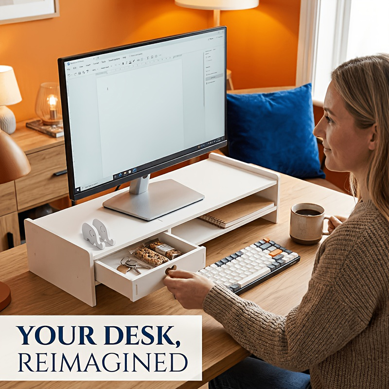 Minimalist White PVC Monitor S - Desk Setup Home recension och pris