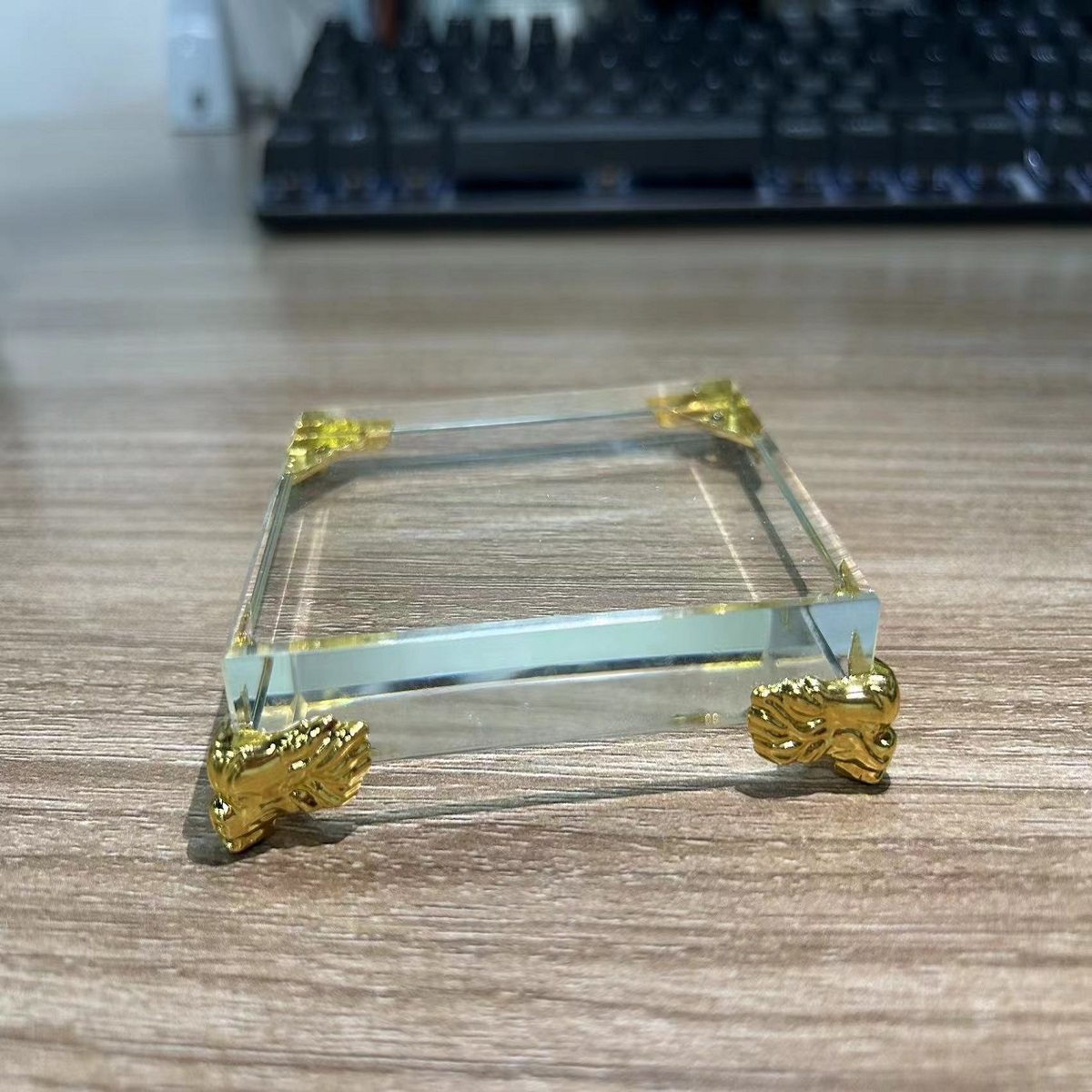 1pc Rectangular Glass Cube Bas - Desk Setup Home recension och pris