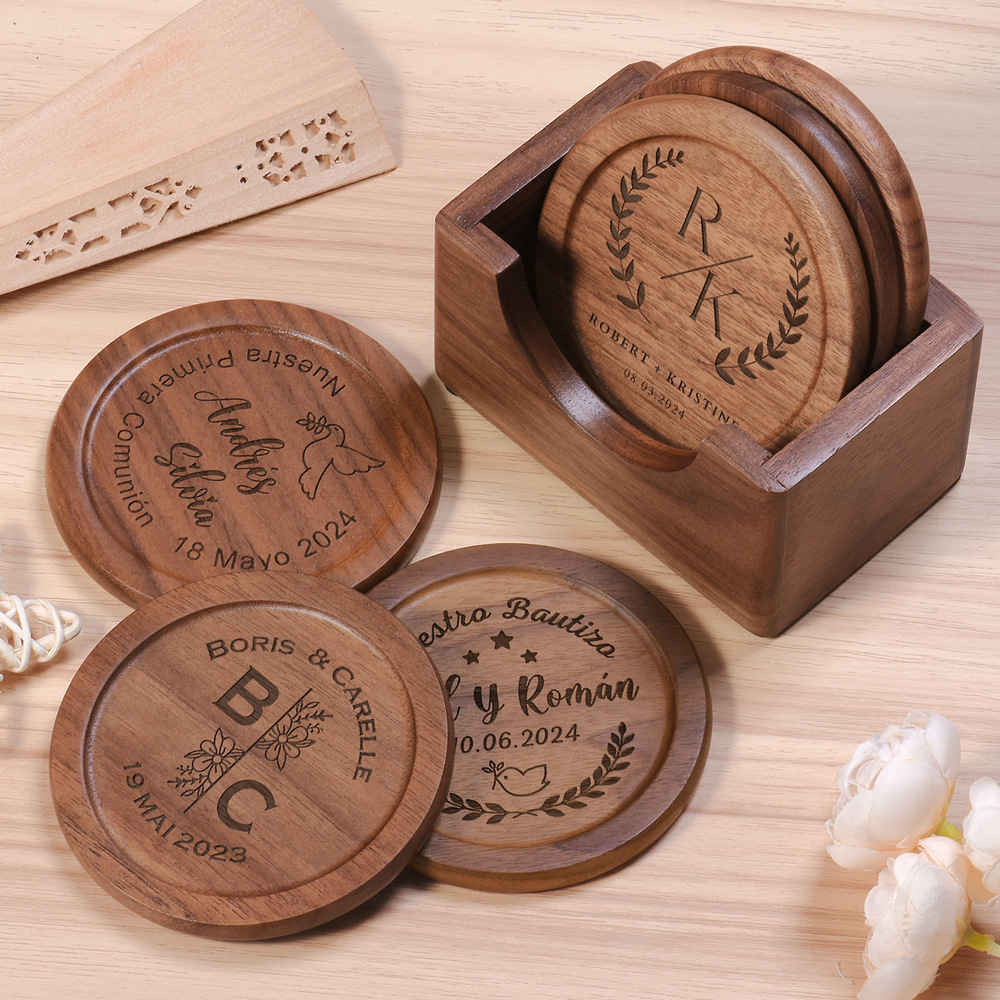 Walnut Dark Coaster Set of 6 P - Desk Setup Dark recension och pris