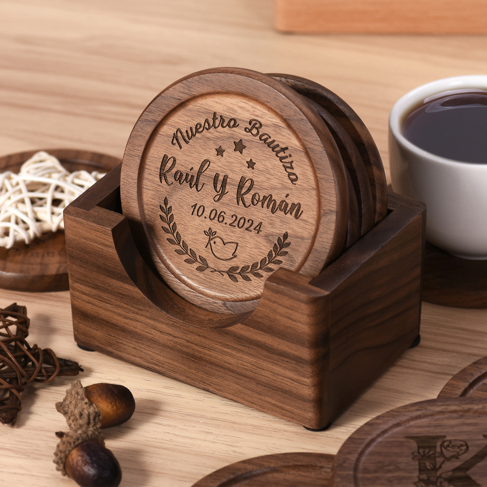 Walnut Dark Coaster Set of 6 P - Desk Setup Dark recension och pris
