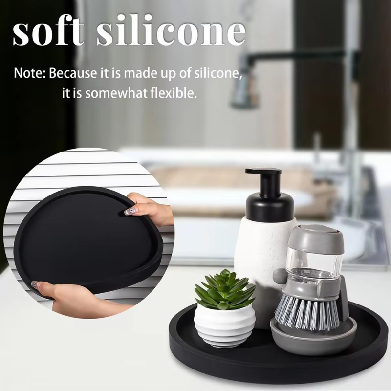 Round Silicone Bathroom Tray,  - Desk Setup Plants recension och pris