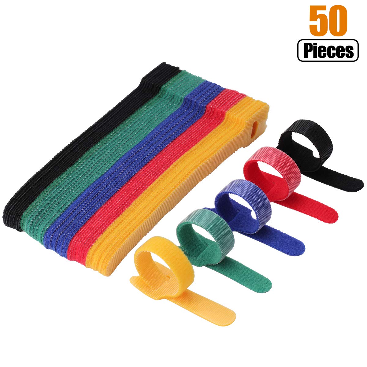 50pcs 12*150-300mm T-type Velc - Cable Velcro Strap recension och pris
