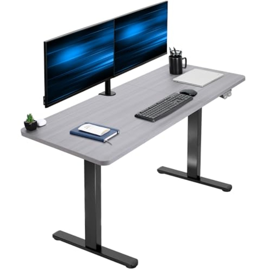 Electric 60 x 24 inch Stand Up - Desk Setup Dark recension och pris