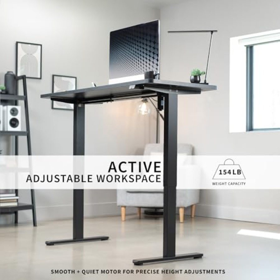 Electric 60 x 24 inch Stand Up - Desk Setup Dark recension och pris