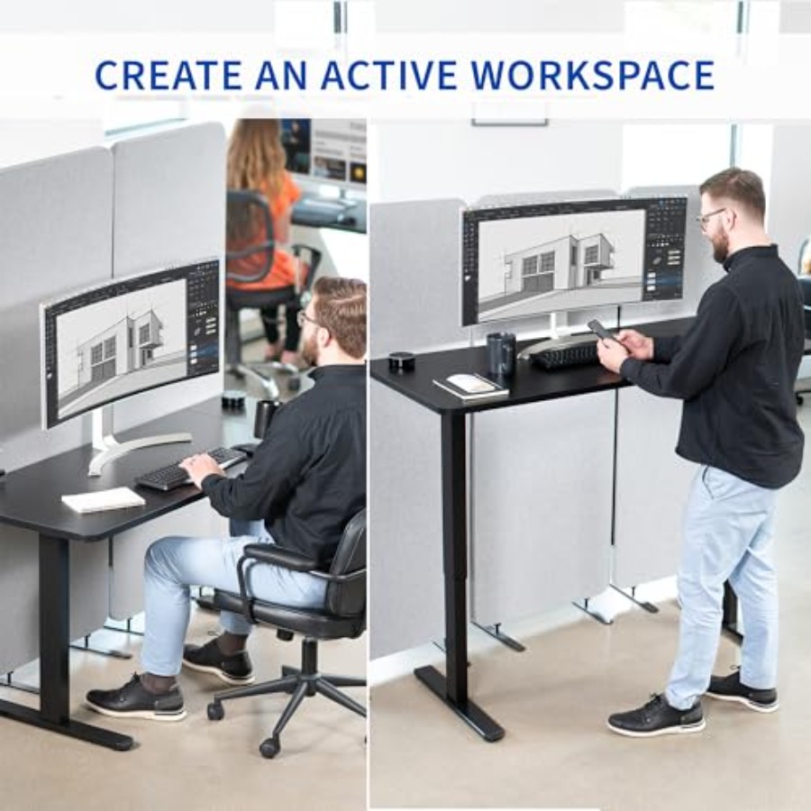 Electric 60 x 24 inch Stand Up - Desk Setup Dark recension och pris