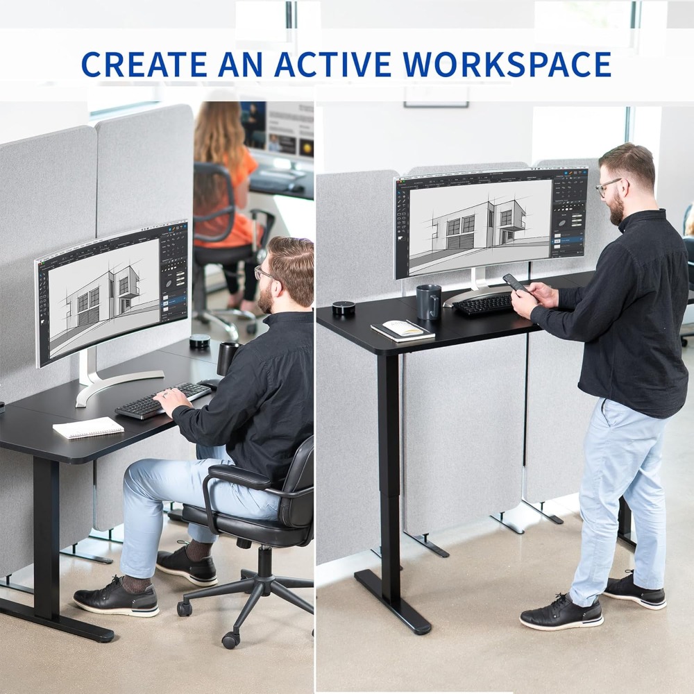 VIVO Electric 60 x 24 inch Sta - Desk Setup Dark recension och pris