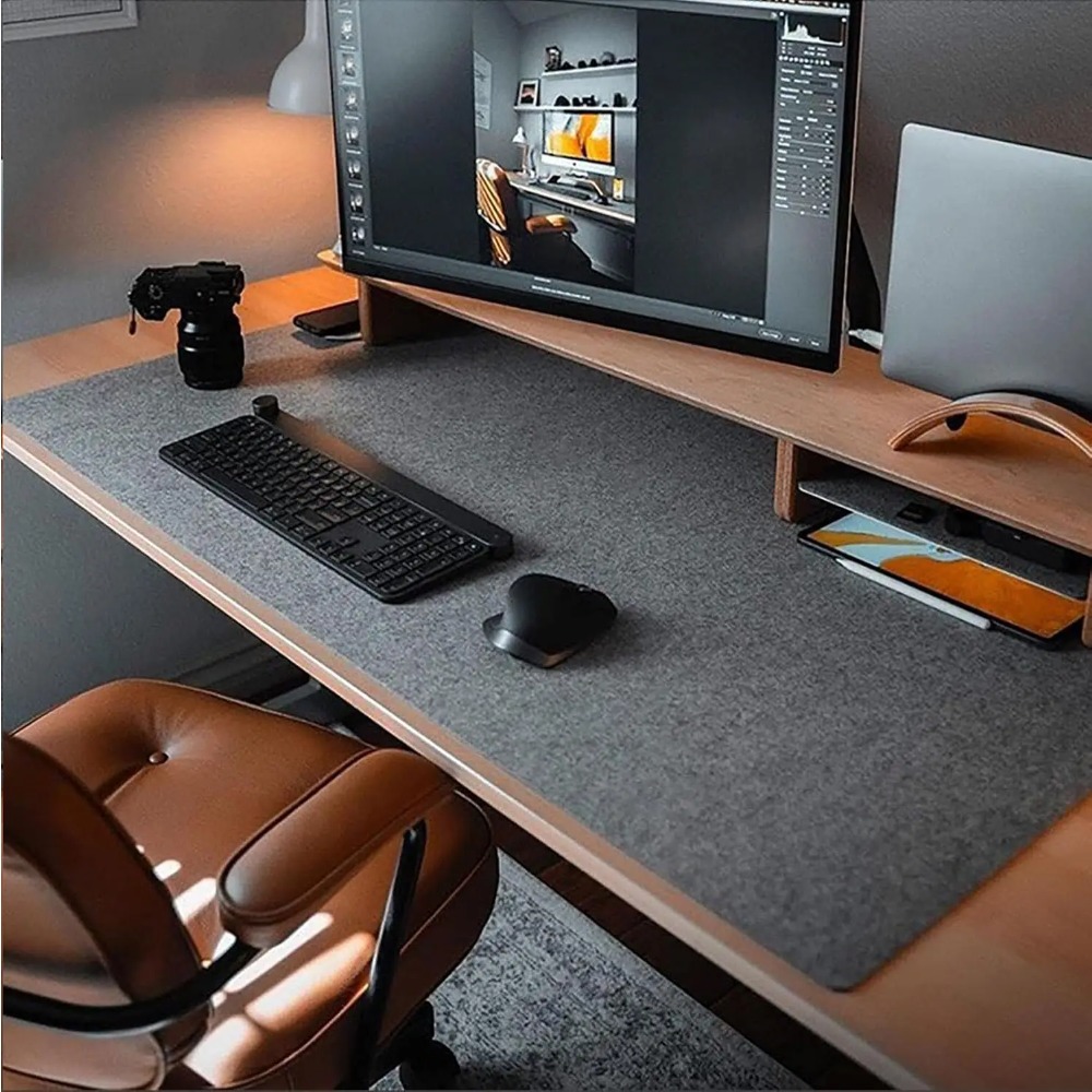 Felt Desk Mat Computer Mat for - Desk Setup Dark recension och pris
