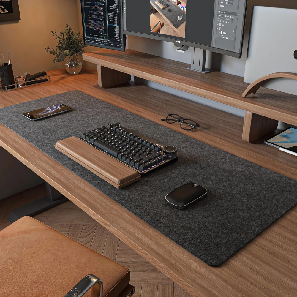 Felt Desk Mat Computer Mat for - Desk Setup Dark recension och pris