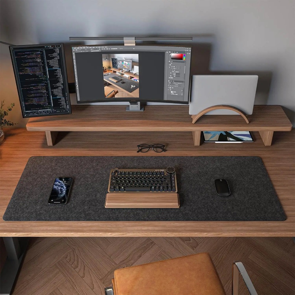 Felt Desk Mat Computer Mat for - Desk Setup Dark recension och pris