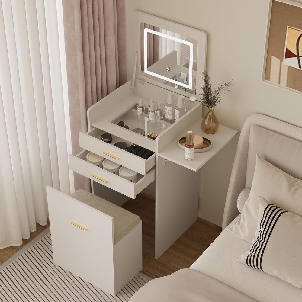 3-in-1 Vanity Desk Set, Flip-t - Desk Setup In Small Bedroom recension och pris