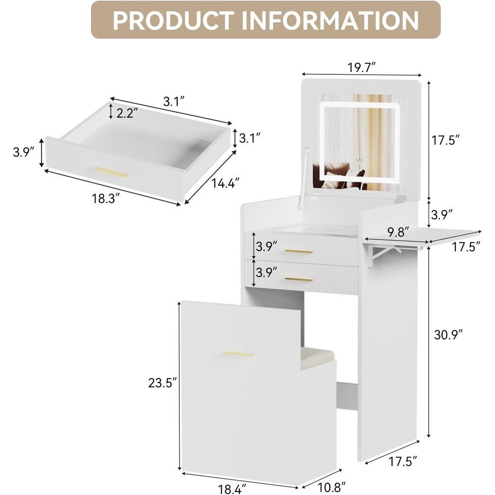 3-in-1 Vanity Desk Set, Flip-t - Desk Setup In Small Bedroom recension och pris