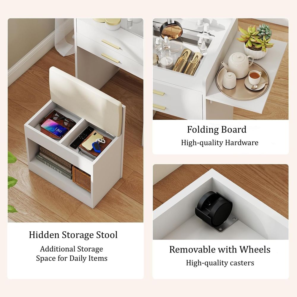 3-in-1 Vanity Desk Set, Flip-t - Desk Setup In Small Bedroom recension och pris