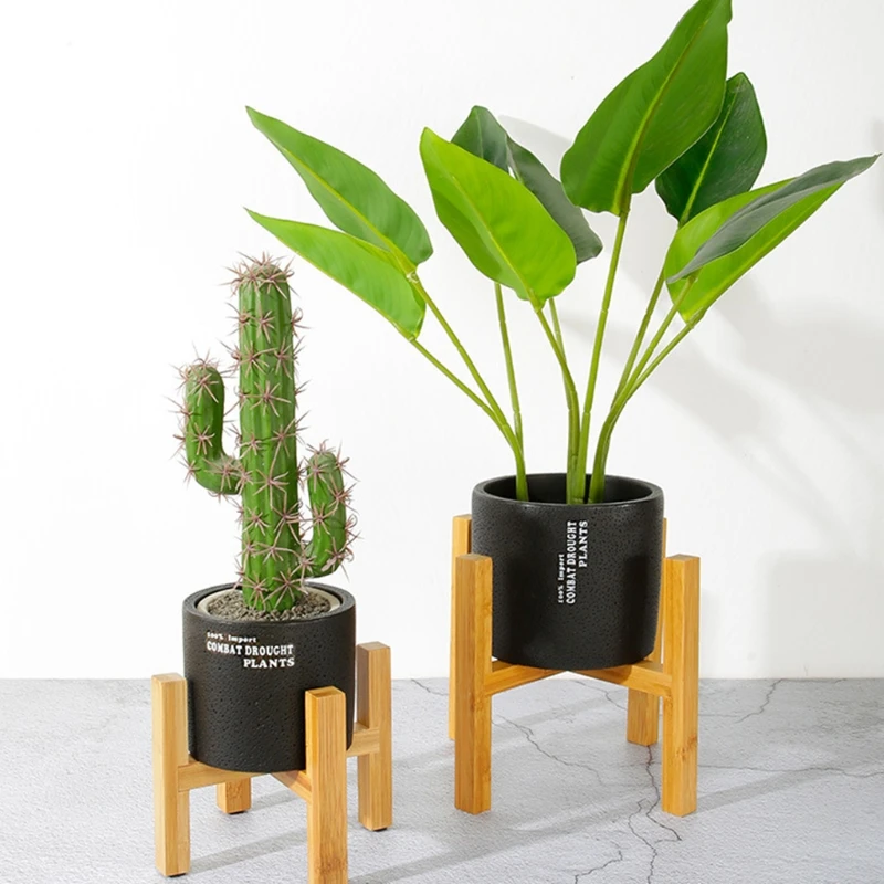 Four-legged Wood Flower Pot Ho - Desk Setup Plants recension och pris