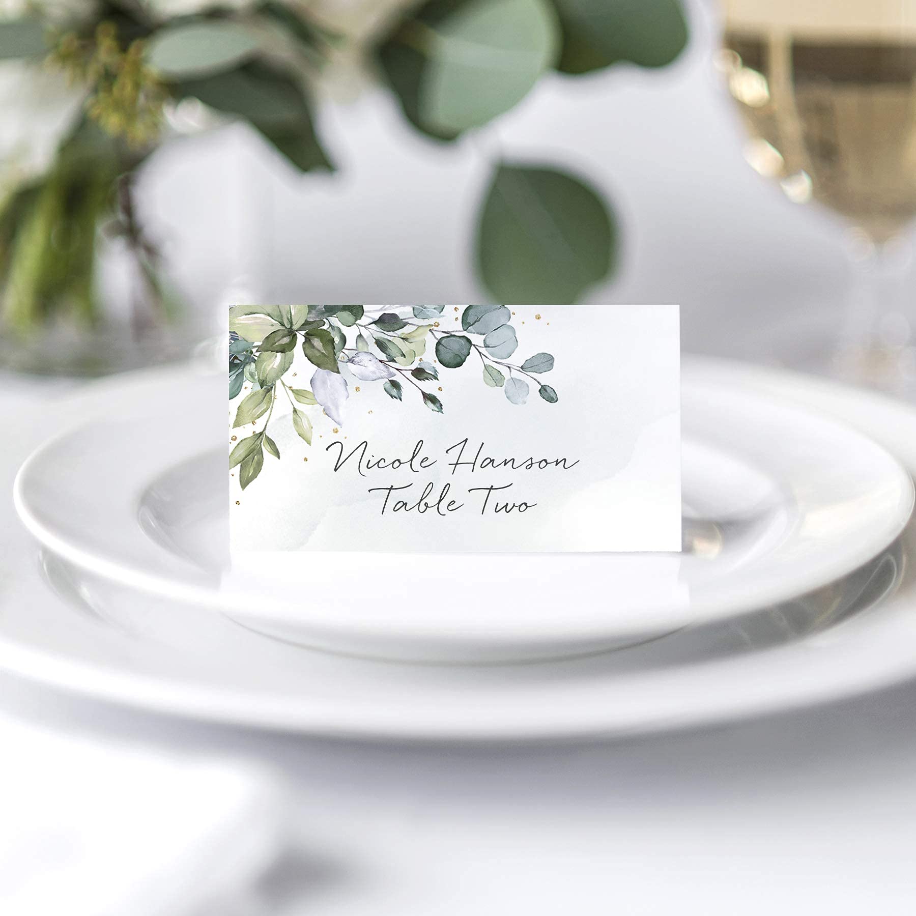 Green Leaf Watercolor Wedding  - Desk Setup Green recension och pris