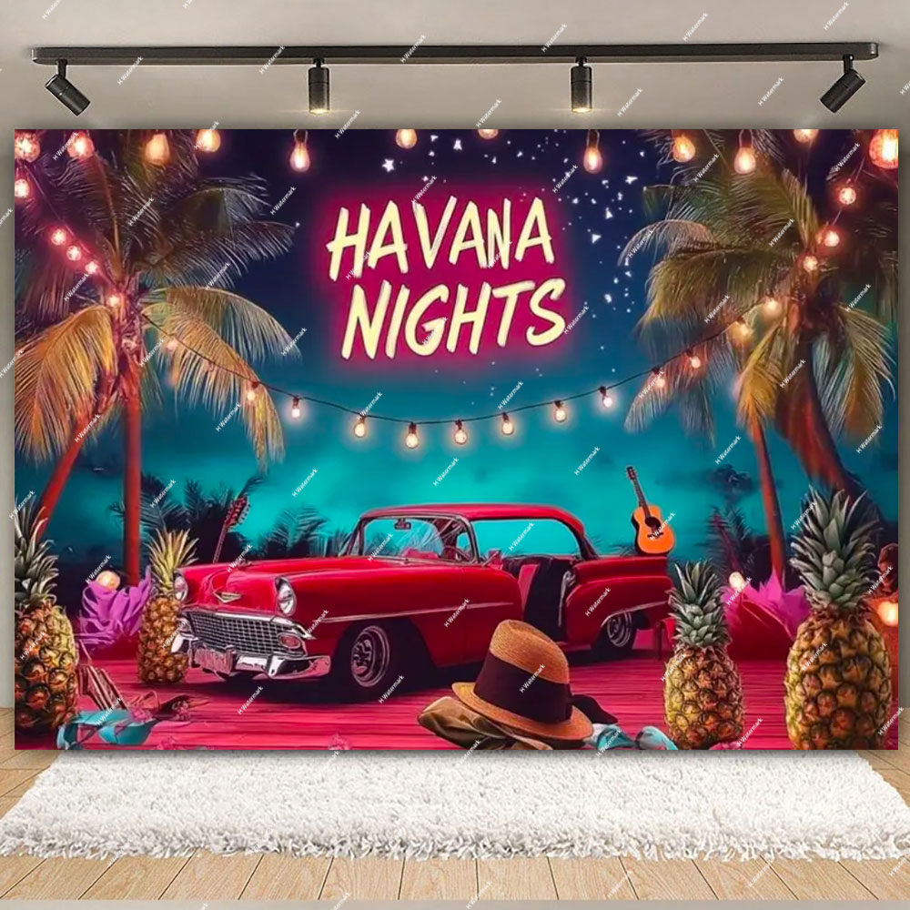 Havana Nights Backdrop Birthda - Desk Setup Plants recension och pris