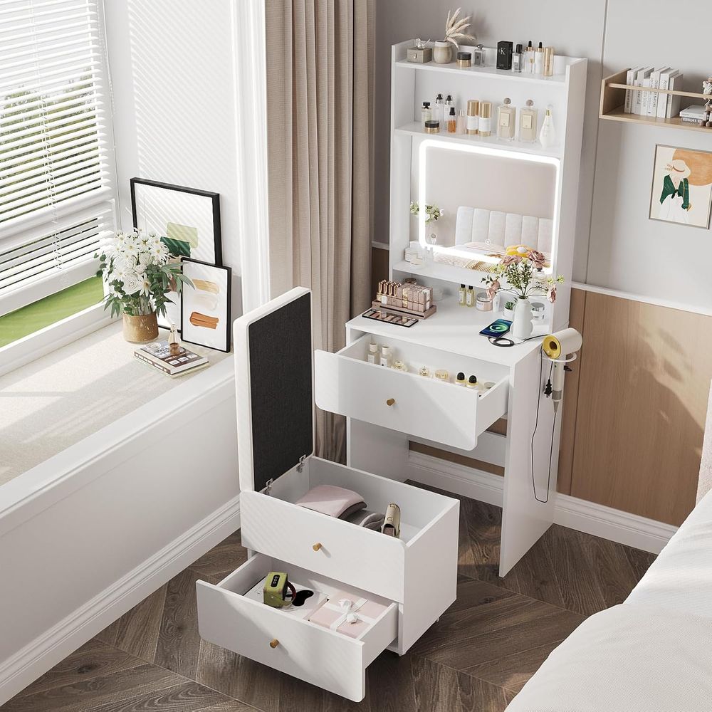 Make Up Vanity Desk with Mirro - Desk Setup In Small Bedroom recension och pris