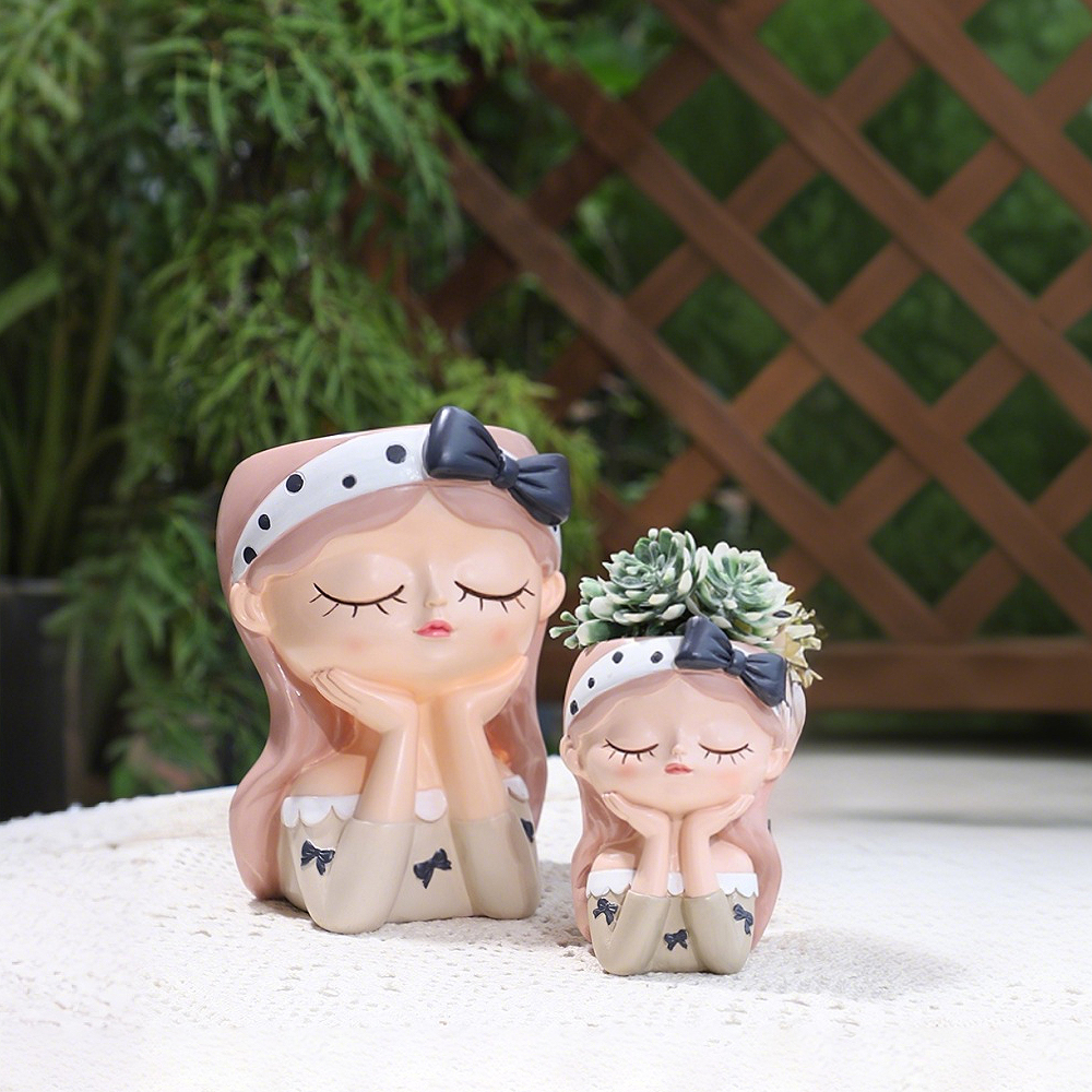 Cute Girl Small Plant Pot Resi - Desk Setup Green recension och pris