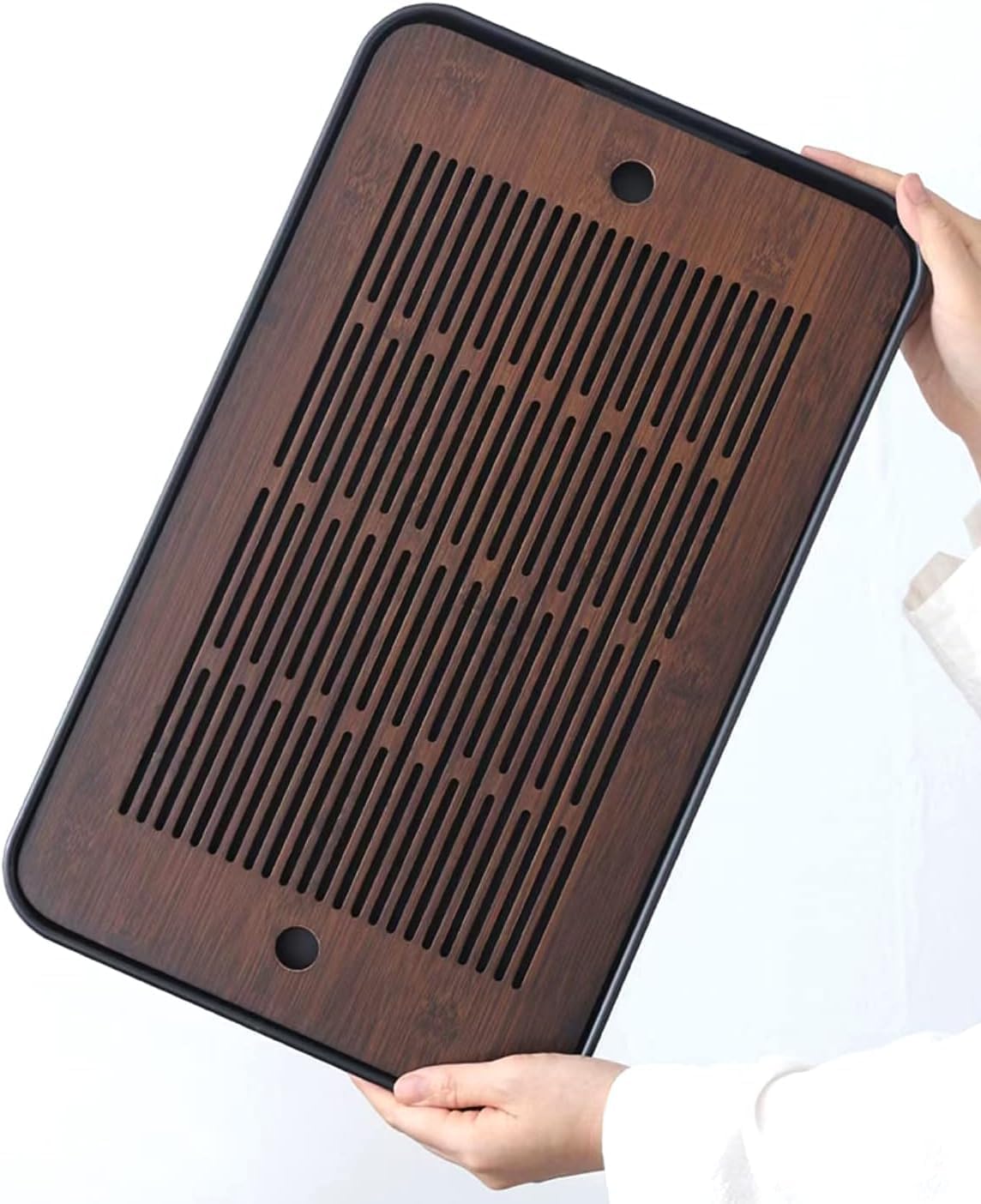 Natural Bamboo Tea Tray with H - Desk Setup Clean recension och pris