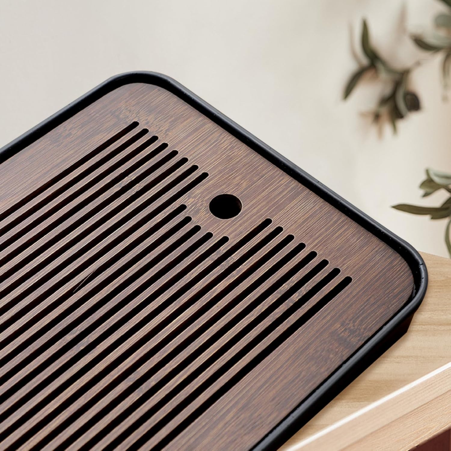 Natural Bamboo Tea Tray with H - Desk Setup Clean recension och pris