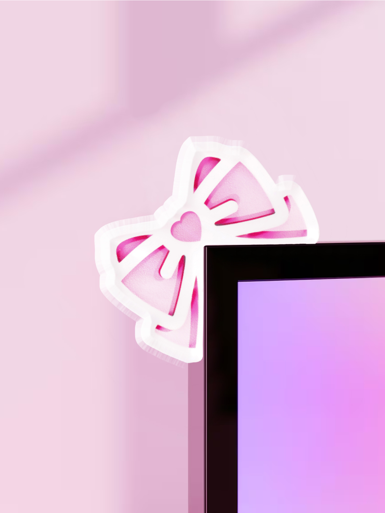 Kawaii Bow Monitor Decor Pink  - Desk Setup Home recension och pris